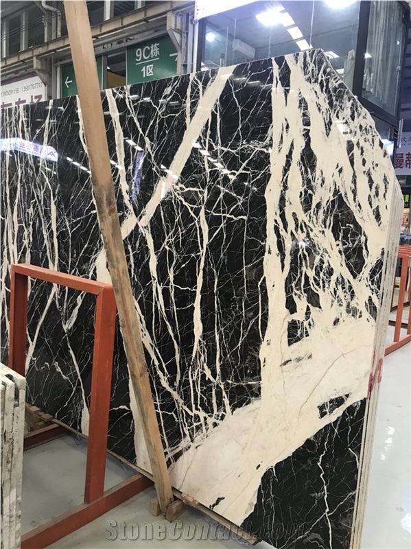 Nero Marquina Marble Slab&Tiles For Project