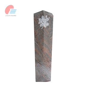 Germany Style Aurora Granite Peon Top Headstone With Carving