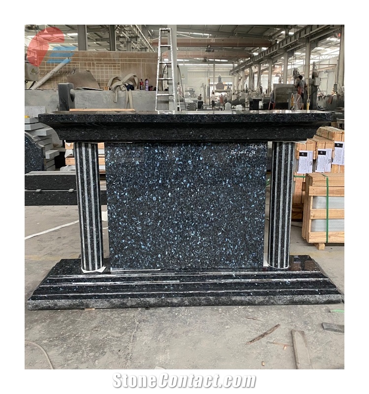 High Quality Polished Blue Pearl Granite Headstone Cemetery