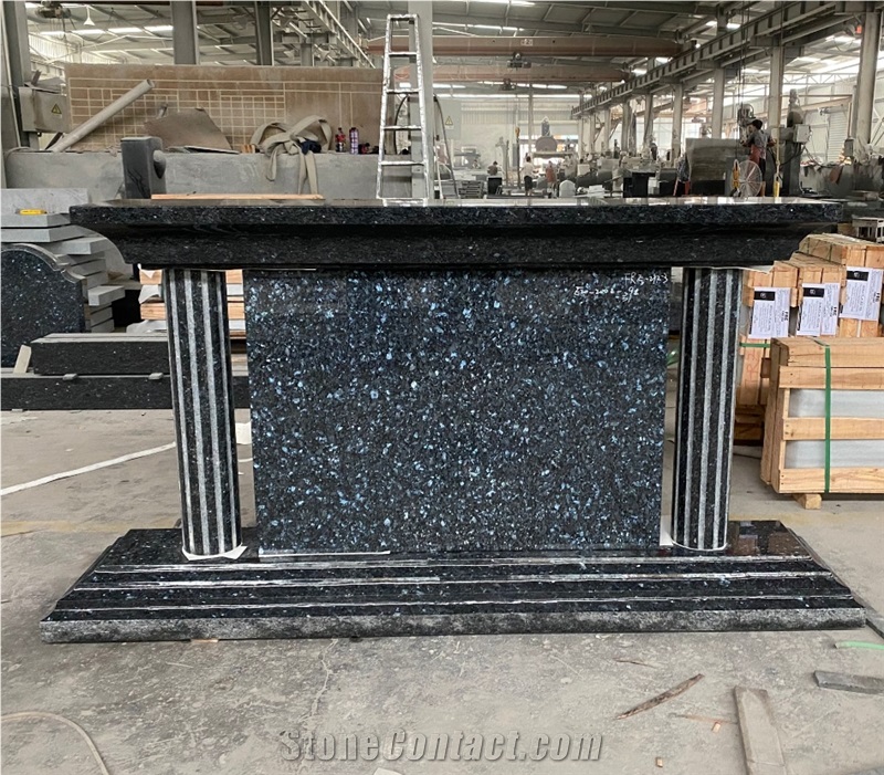 High Quality Polished Blue Pearl Granite Headstone Cemetery