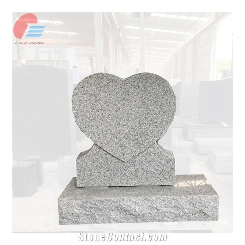 Single Heart Tombstone In China White Grey Granite G603