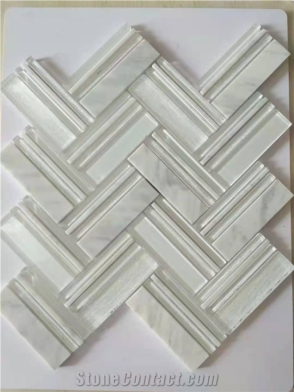 Customized Linear Strips Mosaic Marble From China