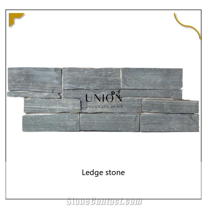 UNION DECO Black Stacked Stone Wall Panel Cladding Stone