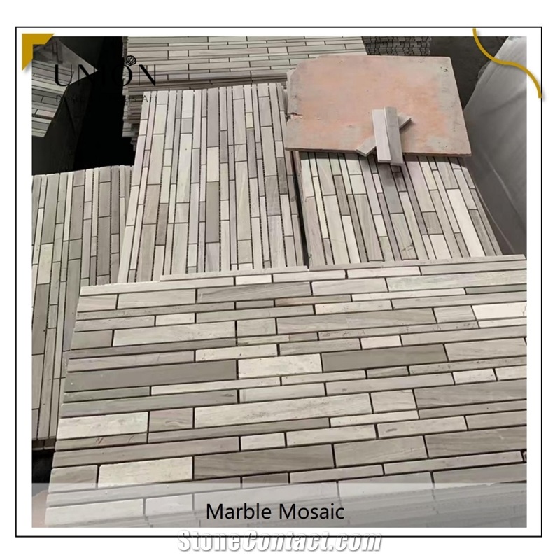 UNION DECO Marble Backsplash Mosaic Tile Linear Strip Mosaic