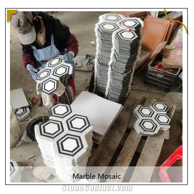UNION DECO Marble Backsplash Mosaic Tile Linear Strip Mosaic