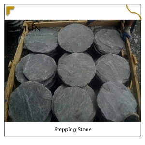 UNION DECO Round Paving Stone Black Slate Garden Stepping