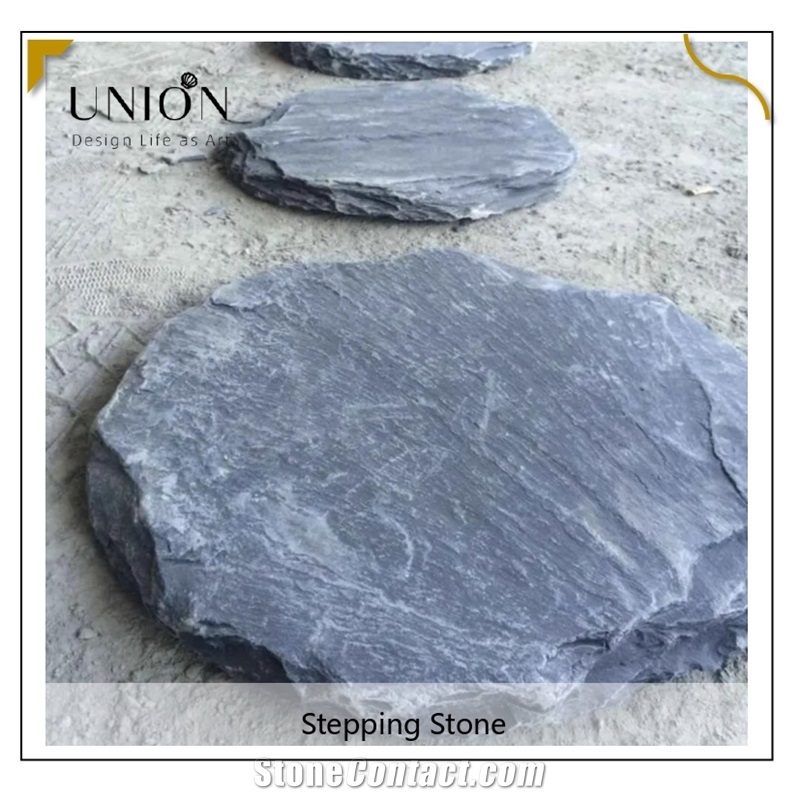 UNION DECO Round Paving Stone Black Slate Garden Stepping