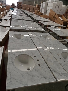 Bianco Carrara White Marble Bathroom Countertops