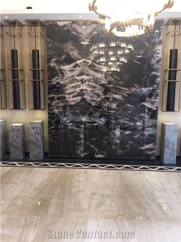 Galaxy Black Marble Stone Slabs For Home Decor