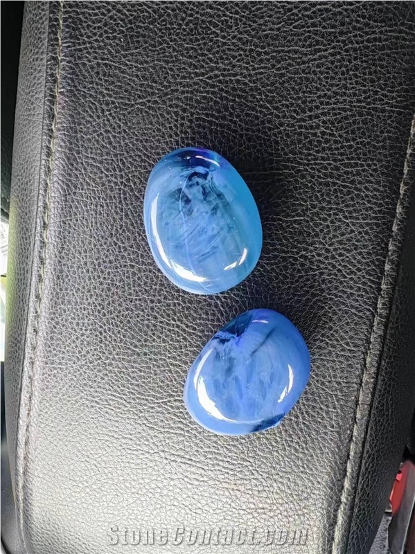 Blue Glass Artificial Pebbles