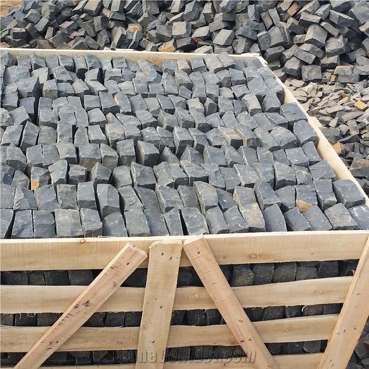 Natural Split Black Basalt Cobblestone For Driveway