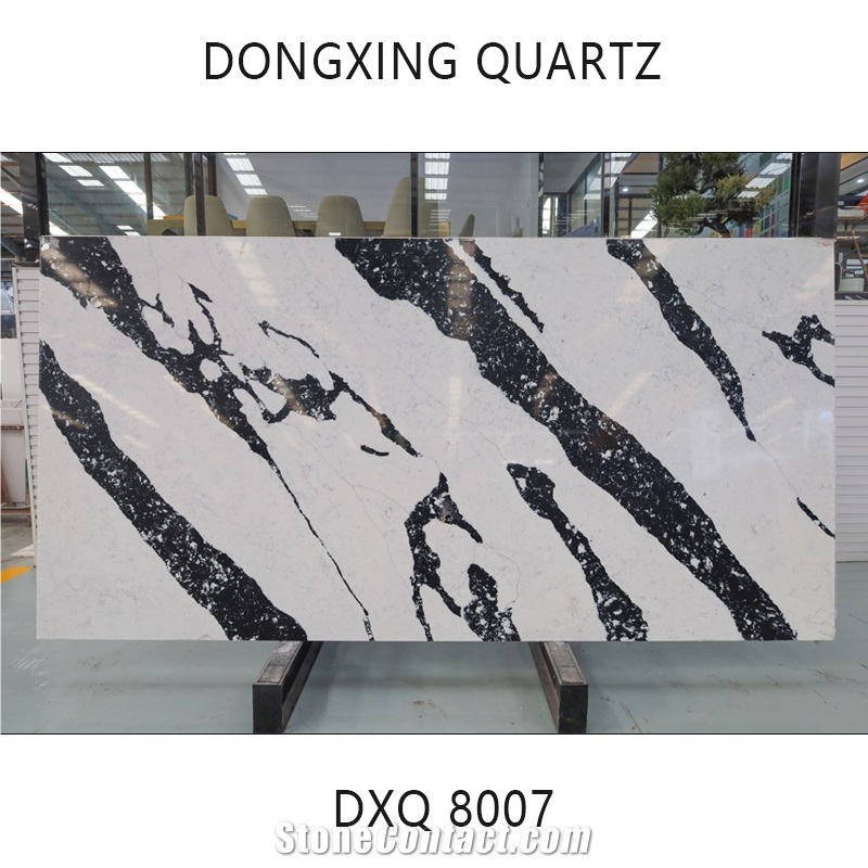 DXQ8007 Calacatta Thcik Black Vein Engineered Quartz Tile