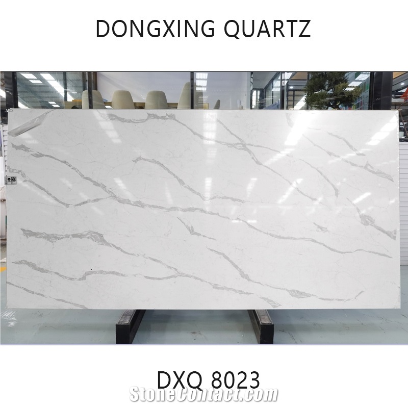 DXQ8023 Calacatta White Quartz 2Cm Polished Slab