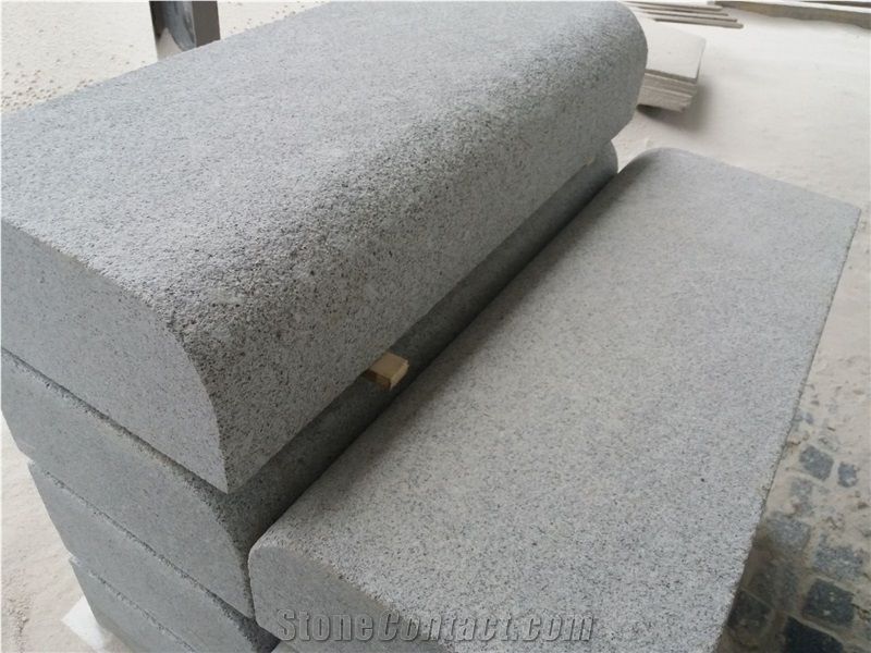 Grey Granite Kerbs 100X40x20cm, Edge R=20Cm, Shotblasted Kerbstone