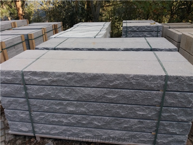 Silver/Grey Granite Block Steps 100X35x15cm, Flamed And Split