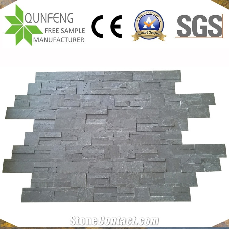 China Black Split Face Stone Wall Panel Decoration Slate