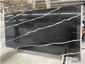 A1807G Black Calacatta Quartz Slabs