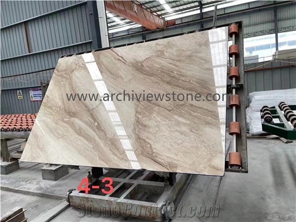 Bookmatched Cupertino Beige Marble Daino Reale Marble Slabs