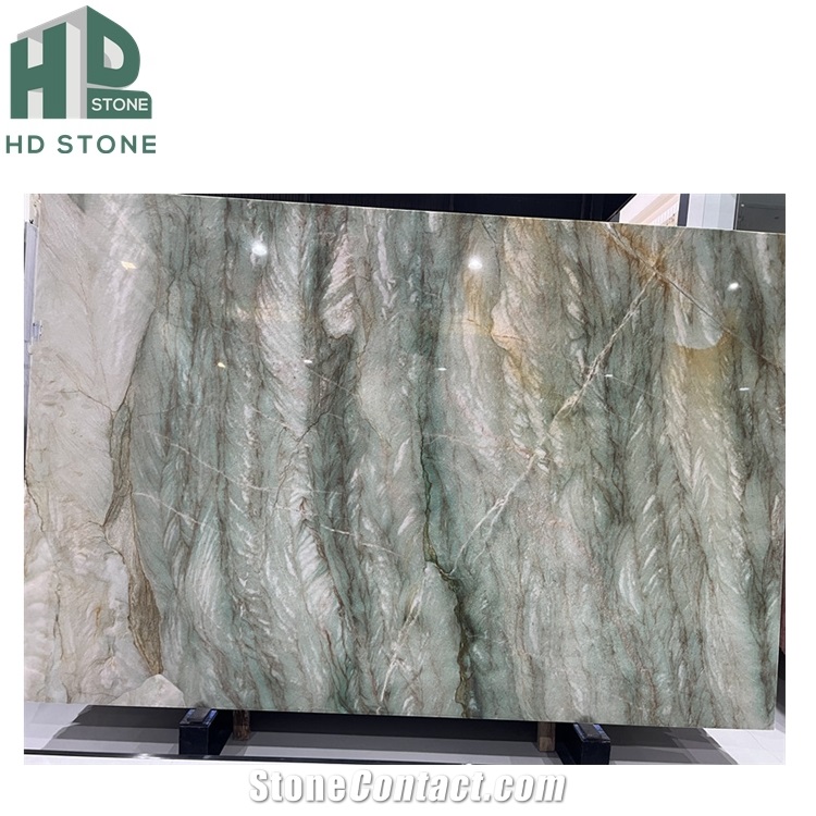 Light Royal Green Luxury Quartzite Stone Slab For Wall And Floor Decor