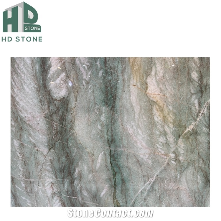 Light Royal Green Luxury Quartzite Stone Slab For Wall And Floor Decor