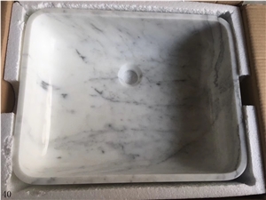 Bathroom White Marble Square Sinks Wash Bowls