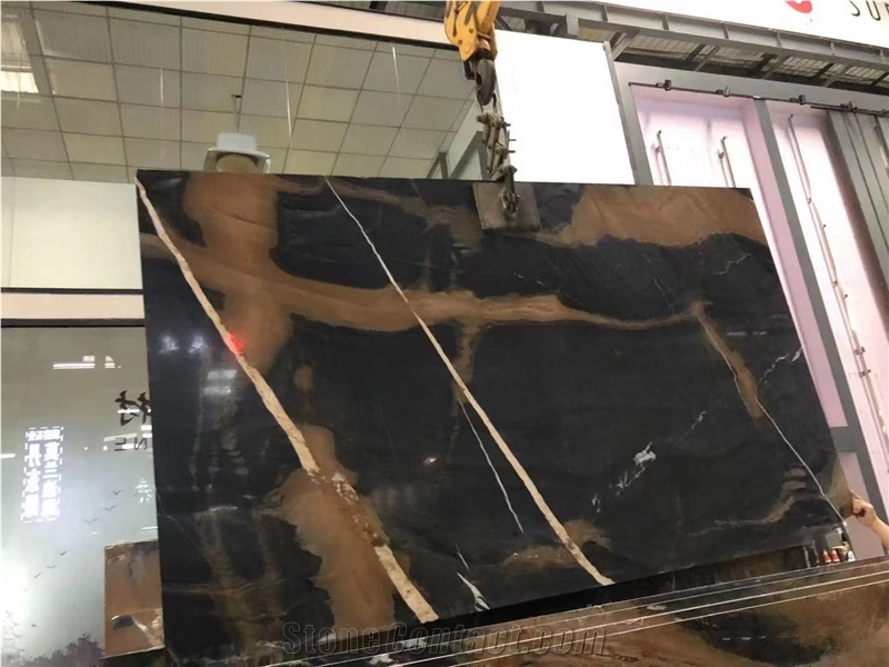 Black Jacob Marble Black Stone Slab Bookmatched For Wall