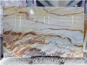 Brazil Fusion Gold Quartzite Slabs For Floor Pattern Design