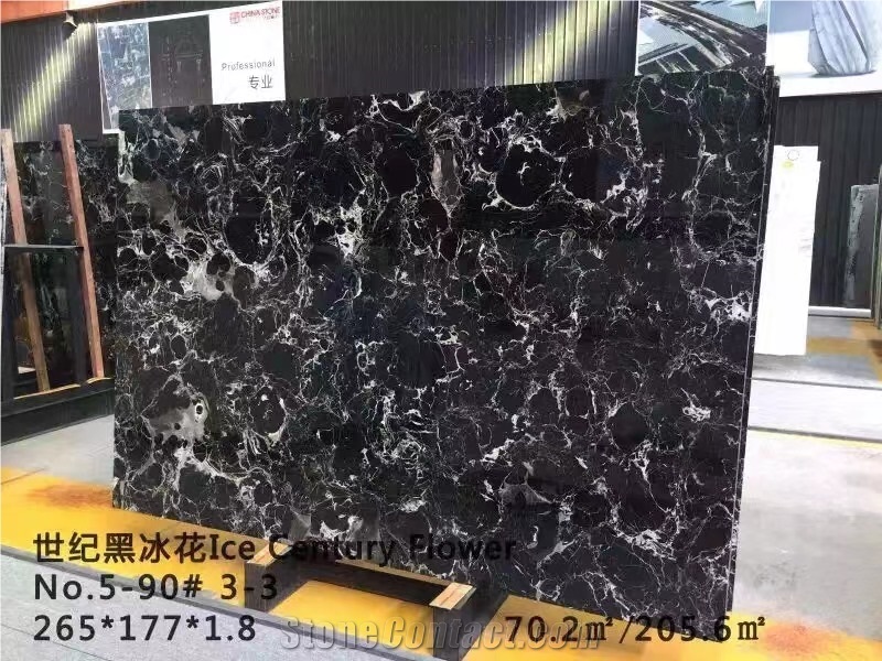 Century Black Ice Flower Marble For Project Floor Tile Room