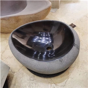 China Black Granite Basin Round Bathroom Sink