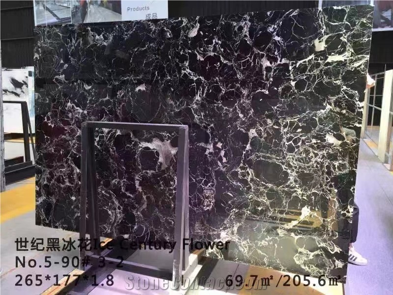 China Century Black Ice Flower Marble Slab For Decoration