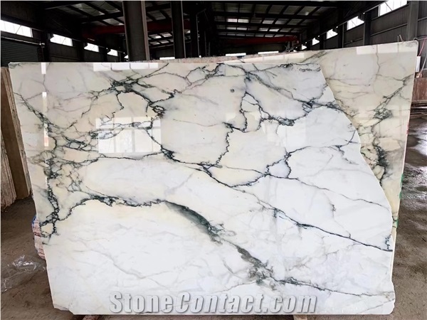 China Clivia Marble White With Green Vein Slab Tile Polished