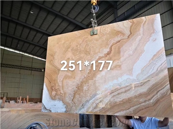 China Gold Grain Marble Big Polished Slabs For Living Room