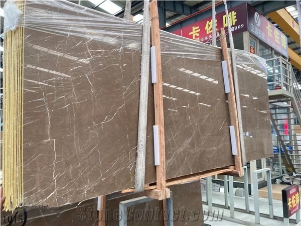 China Kozo Brown Marble Standard Size Slabs For Interior Use
