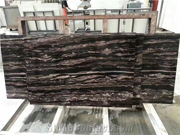 China Purple Wooden Marble Small Slabs Polished For Interior
