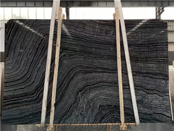 Chinese Black Wooden Marble Large Size Slabs Tile Polished