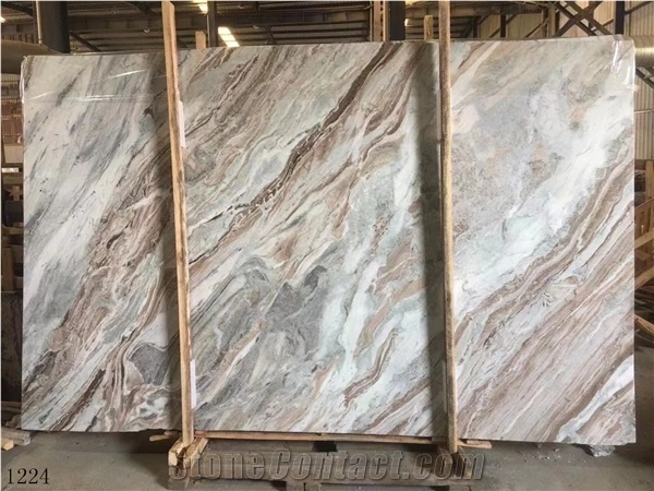 India Fantasy Brown Marble Slabs Polished For Interior Use