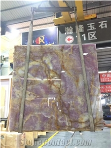 Iran Purple Onyx Small Slabs Polished For Living Design Use