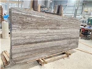 Iran Titanium Silver Travertine Takab Ash Grey Slab Tile