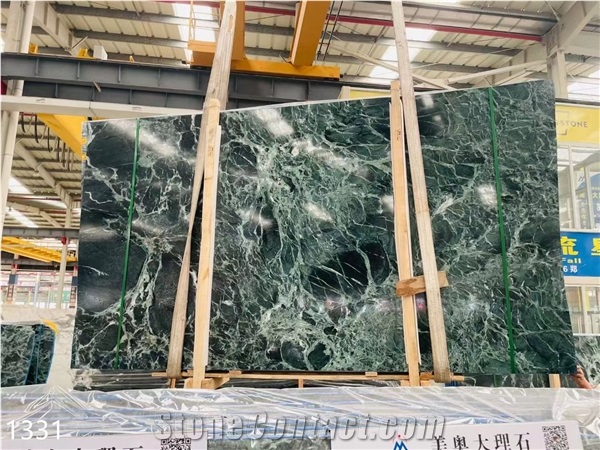 Italy Prada Green Marble Big Slabs Polished For Living Room