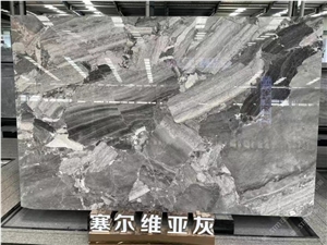 Silver Breccia Marble Fantasy Breccia Grey Slab For Decor