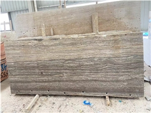 Titanium Silver Travertine Takab Ash Grey Slab In China
