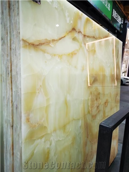 Turkey Sunset Onyx Yellow Slabs For Bedroom Design Use
