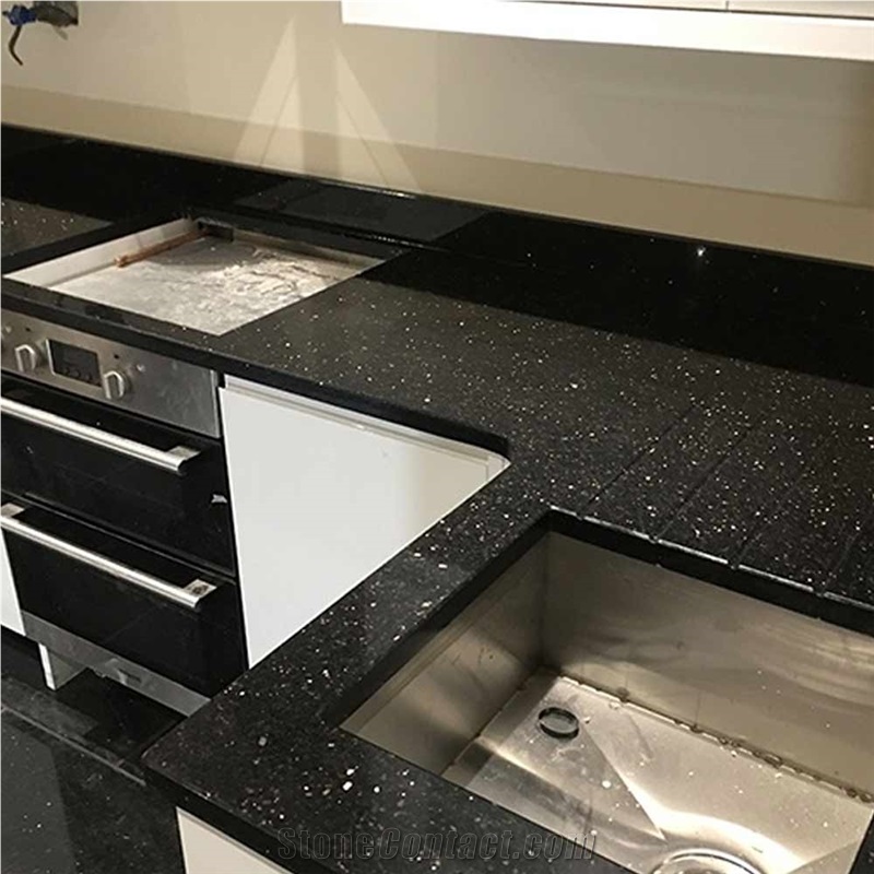 Black Galaxy Granite Slabs For Kitchen Countertops