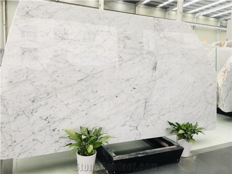 Carrara White Marble Polished Slabs For Kitchen Countertops