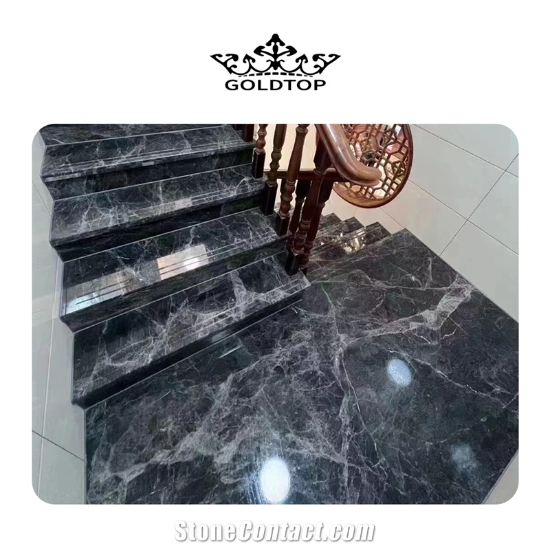 Hermes Grey Marble With Silver Vein Tiles For Stairs