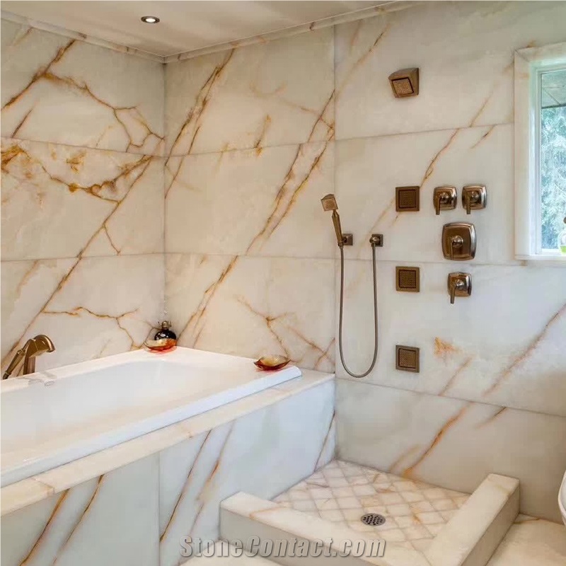 Modern Style Snow White Onyx Slabs For Bathroom Wall