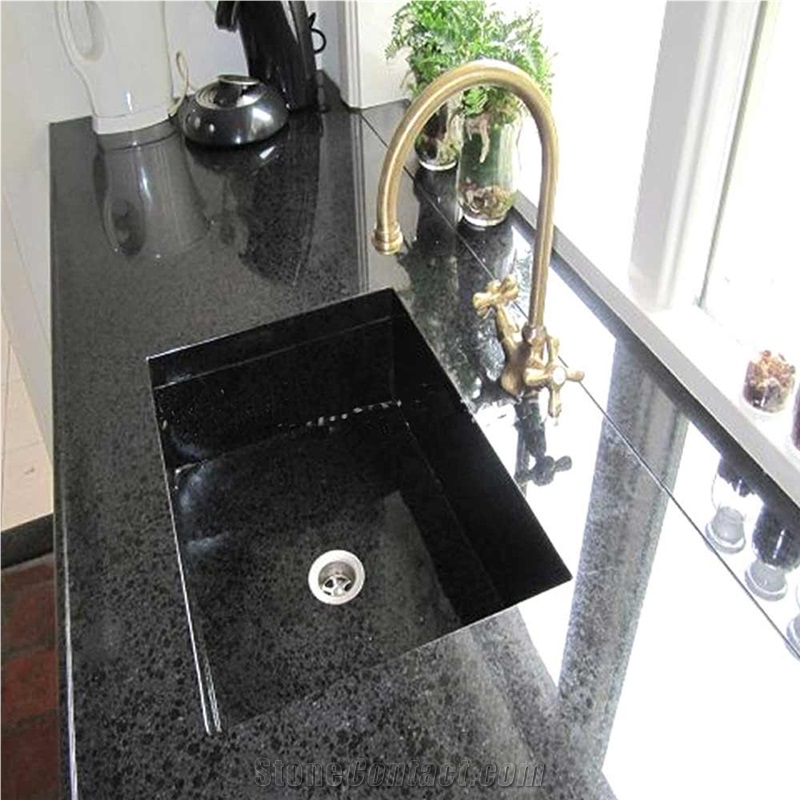 Natural G684 Black Basalt With Light Surface For Countertops