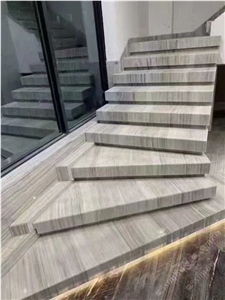 Simple Design Stone With White Veins Marble For Stairs