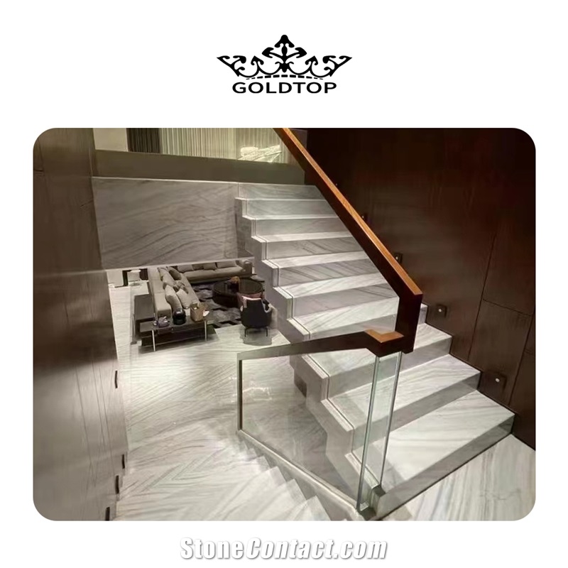 Wholesale In Stock Icelandic Wood White Marble Stairs