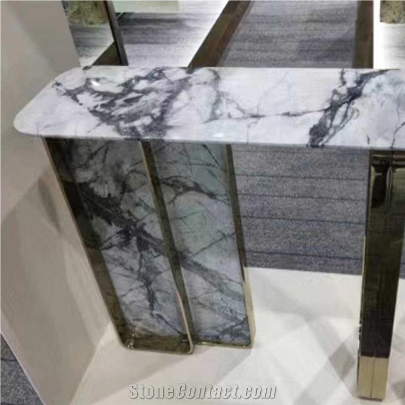 Winter River Snow Marble For Coffee Table
